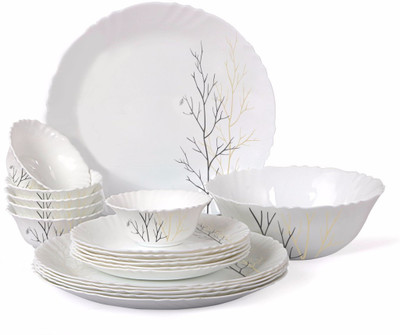 Cello Imperial Gold Pine Pack of 19 Dinner Set(Opalware)