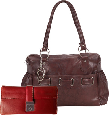 

Lady bar Shoulder Bag(Brown, Red)