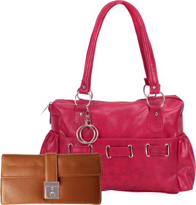 

Lady bar Shoulder Bag(Pink, Tan)
