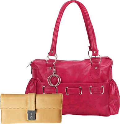 

Lady bar Shoulder Bag(Pink, Beige), Beige;pink