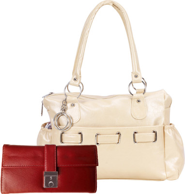 

Lady bar Shoulder Bag(White, Red), Red;white