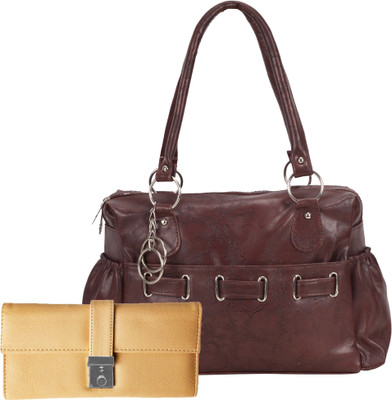 

Lady bar Shoulder Bag(Brown, Beige), Beige;brown