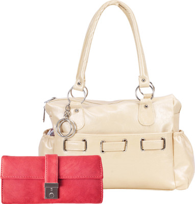 

Lady bar Shoulder Bag(White, Pink), Pink;white