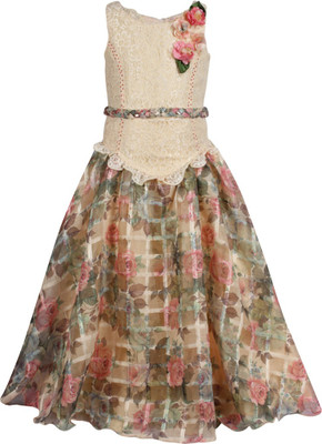 Cutecumber Girls Maxi/Full Length Party Dress(Multicolor, Sleeveless) Flipkart