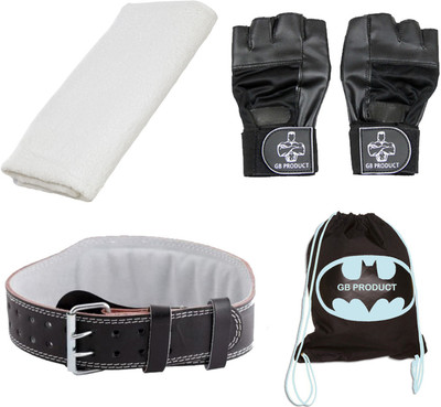 

GB Beginner Glove, Gym Bag , Towel , Leather Weight Lifting Belt ( S ) Gym & Fitness Kit