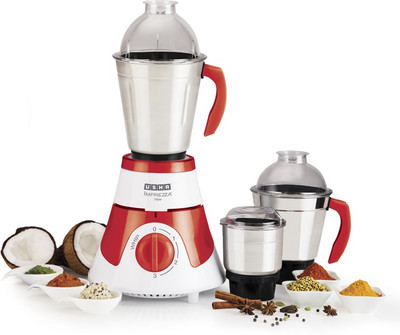 

Usha MG 3576 Imprezza 750 W Mixer Grinder(White, Red, 3 Jars), Red;white