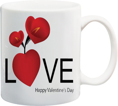 

ME&YOU Love With Heart Printed Ceramic Mug(325 ml), Multicolor