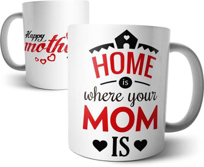

ME&YOU Special Mother's Day Gift; Home Is Where Mom Is Ceramic Mug(325 ml), White