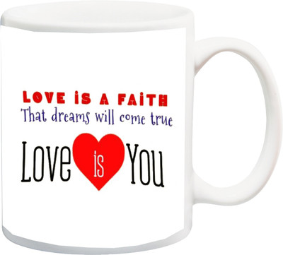 

ME&YOU Love is Faith Printed Ceramic Mug(325 ml), Multicolor