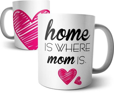 

ME&YOU Happy Mother's Day Gift-Home Is Where Mom Is With Heart Printed Ceramic Mug(325 ml), White