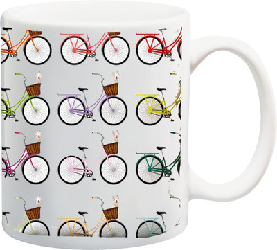 

ME&YOU Bicycle Printed Ceramic Mug(325 ml), Multicolor