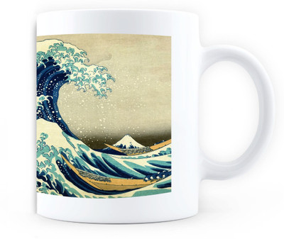 

Tallenge Coffee - The Great Wave Off Kanagawa Japanese Painting by Hokusai - White Ceramic, 350ml Ceramic Mug(350 ml), Multicolor