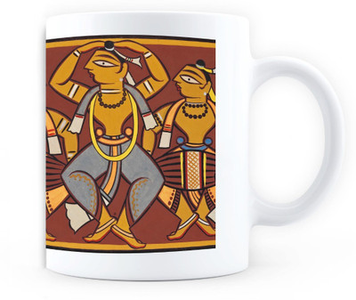 

Tallenge Coffee - Santhal Dancers by Jamini Roy - White Ceramic, 350ml Ceramic Mug(350 ml), Multicolor