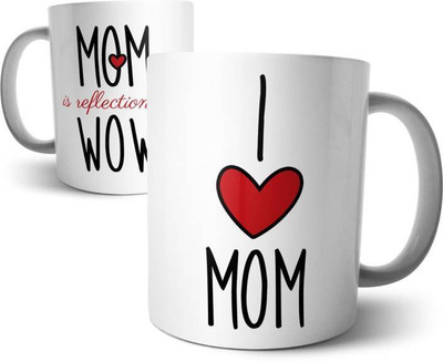 

ME&YOU Special Mother's Day Gift; Mom Is Reflection Of Wow Printed Ceramic Mug(325 ml), White