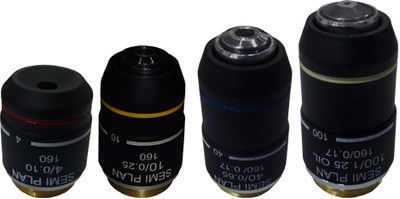 

Labovision Set Of 4x 10x 40x 100x DIN SEMI PLAN Objective Microscope Lens