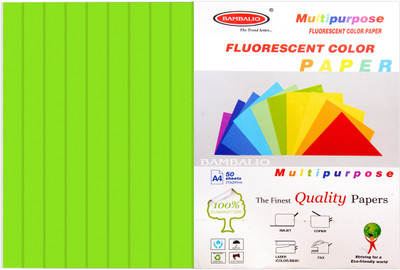 

BAMBALIO Fluorescent Colour Paper Pack of 200 Sheets Smooth Finish 80 gsm/ A4 Size: Fluorescent Green Color - Photo Copy/ Copier/ Printing /Art & Craft Coloured Paper(Set of 4, Fluorescent Green)