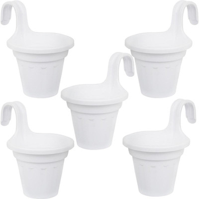 

Wonderland Railing Bucket Pack of 5 Plant Container Set(Pack of 5, Plastic)