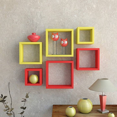 SG Nice MDF Wall Shelf(Number of Shelves - 6, Red)
