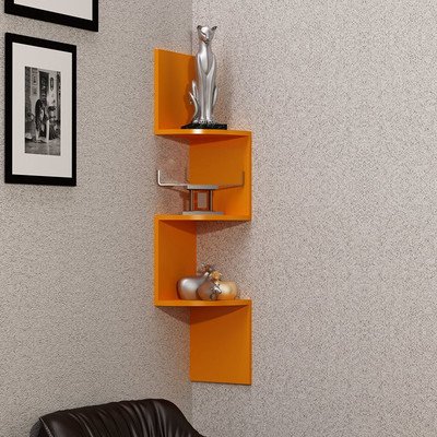

Decorasia Orange Zigzag Corner MDF Wall Shelf(Number of Shelves - 3, Orange)