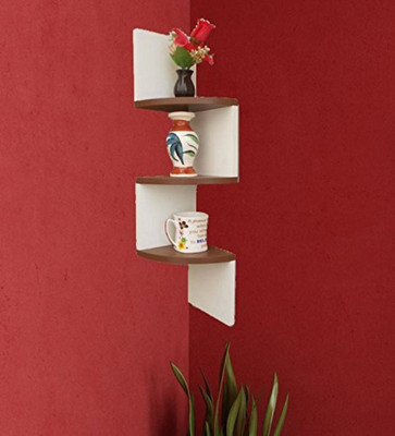 

Decorasia White & Brown Zigzag Corner MDF Wall Shelf(Number of Shelves - 3, White, Brown)