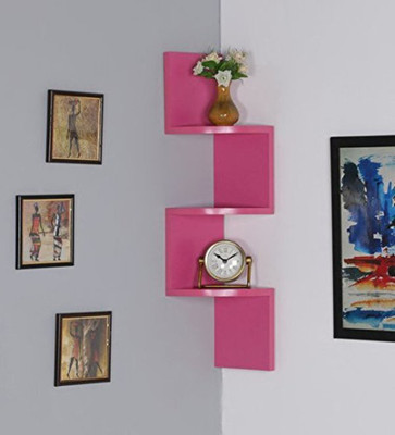 

Decorasia Pink Zigzag Corner MDF Wall Shelf(Number of Shelves - 3, Pink)