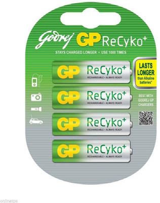 

godrej gp ReCyko 4xAA 2100mAh (4 Pcs - Pre-Charged) Rechargeable Ni-MH Battery