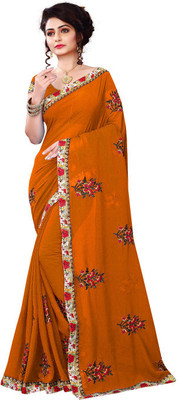 bhavna creation Embroidered Fashion Georgette Saree(Mustard) Flipkart