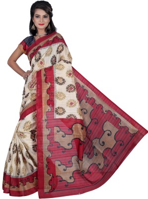 SVB Sarees Printed Bhagalpuri Silk Blend Saree(Multicolor)