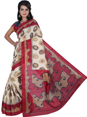 SVB Sarees Printed Bhagalpuri Silk Blend Saree(Multicolor)