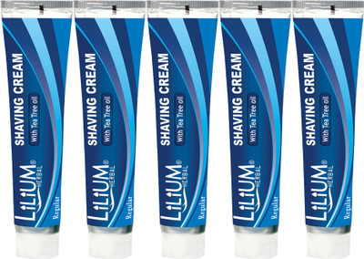 LILIUM Regular Shaving Cream With Tea Tree oil 120gm Pack of 5(120 g)