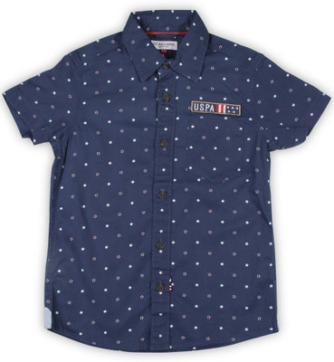 

Us Polo Kids Boys Printed Casual Blue Shirt, Dk. blue