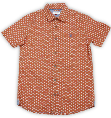

US Polo Kids Boys Printed Casual White, Orange Shirt, Me orange