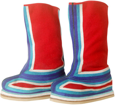 

SOIL Haute Tibetan Boots, Reson Lama Boots in Pure Leather & Woven Uppers & Rubber Soles Boots For Men(Red, Blue, Red and blue