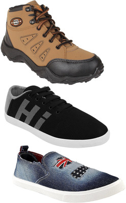 

Chevit Men's Combo Pack Of 3 Casual Running Shoes With Sneakers For Men(Multicolor
