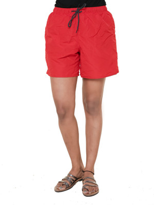 OLD KHAKI Solid Women Red Basic Shorts