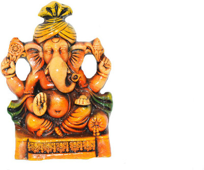 

Sarvsiddhi Terracotta Eco Friendly Turban Ganesh Idol Decorative Showpiece - 25 cm(Terracotta, Multicolor)