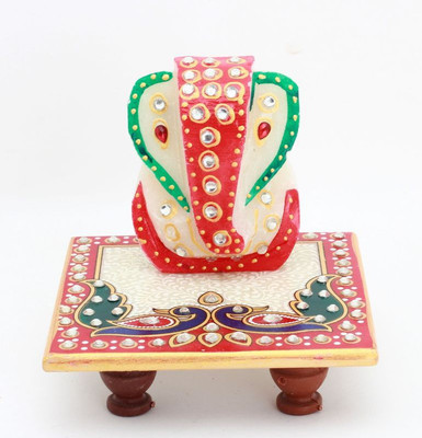 Shining Wings Chowki Ganesh Showpiece - 10 cm(Marble, Multicolor) available at flipkart for Rs.140