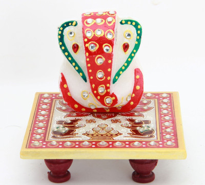 Shining Wings Chowki Ganesh Showpiece - 10 cm(Marble, Multicolor) available at flipkart for Rs.140