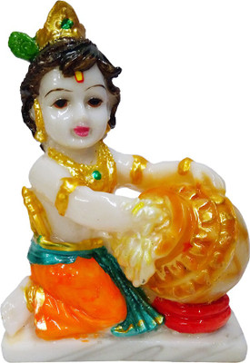 

FABZONE Marbel Look Lord Krishna Statue Hindu God Makhan chor/Laddu Gopal Sculputer Handicraft Idol janmashtami Decorative Spiritual Diwali Puja Vastu Showpiece Figurine - Religious Pooja Gift Item & Murti for Mandir / Temple / Home / Office Decorative Sh