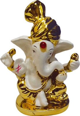 

FABZONE Gold Plated Lord Ganesha Statue Hindu Dev Ganpati and Siddhivinayak God Sculputer Handicraft Idol Diwali Decorative Spiritual Puja Vastu Showpiece Figurine - Religious Pooja Gift Item & Murti for Mandir / Temple / Home / Office Decorative Showpiec