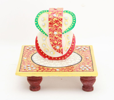 Shining Wings Chowki Ganesh Showpiece - 10 cm(Marble, Multicolor) available at flipkart for Rs.140