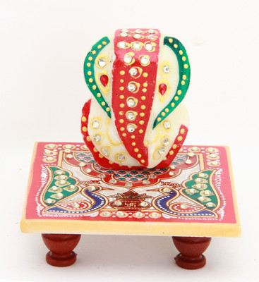 Shining Wings Chowki Ganesh Showpiece - 10 cm(Marble, Multicolor) available at flipkart for Rs.140