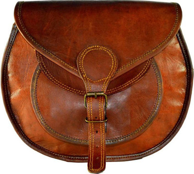 

CraftShades Girls Casual Brown Genuine Leather, Canvas Sling Bag