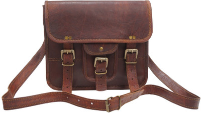 

Anshika International Men & Women Casual Brown Genuine Leather Sling Bag