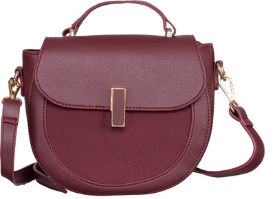

peaubella Women Casual Maroon Leatherette Sling Bag