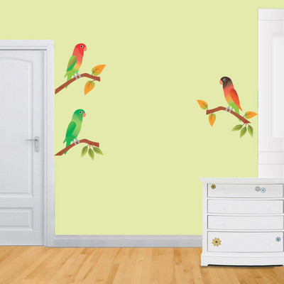 Asmi Collections 120 cm Beautiful Parrots on Tree Branches Removable Sticker(Pack of 1)