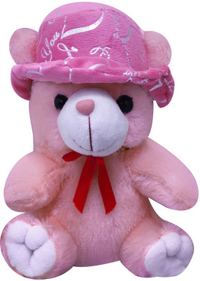 

Casotec Cute Teddy Bear with Cap Stuffed Soft Plush Soft Toy - 22 cm(Baby Pink)