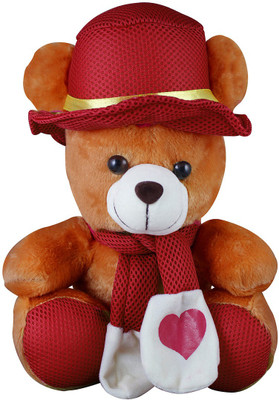 

Casotec Cute Teddy Bear with Cap Stuffed Soft Plush Soft Toy - 34 cm(Brown)
