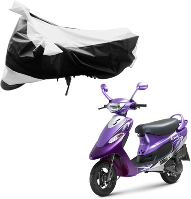 Purpleheart Two Wheeler Cover for TVS(Scooty Pep+, Black, Silver)