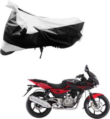 Purpleheart Two Wheeler Cover for Bajaj(Pulsar 220 DTS-i, Black, Silver)